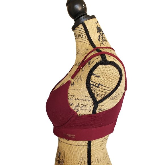 Pink Victoria's Secret S Push Up Bralette Burgundy Strappy Wired Chic Preppy - Picture 4 of 9